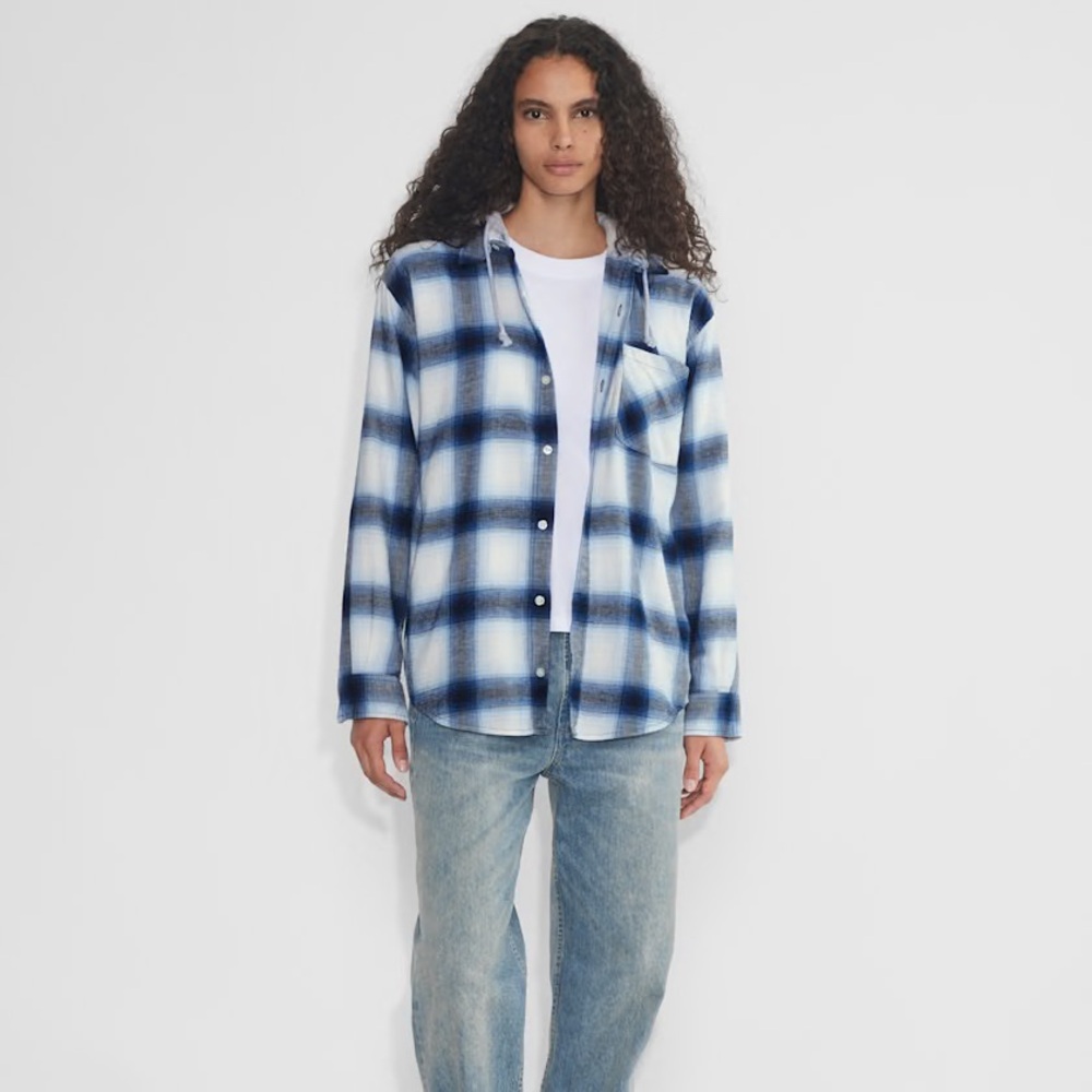 Aritzia Marcelo Hooded Shirt Flannel